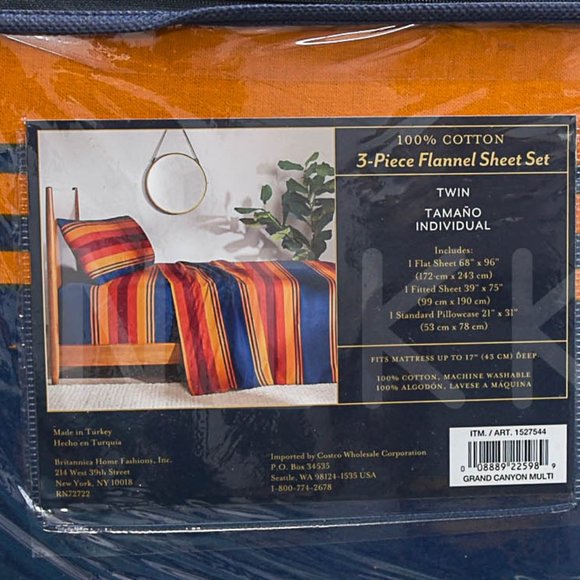 Pendleton 3-piece Flannel sheet set - TWIN- Grand Canyon Multi - Picture 2 of 6